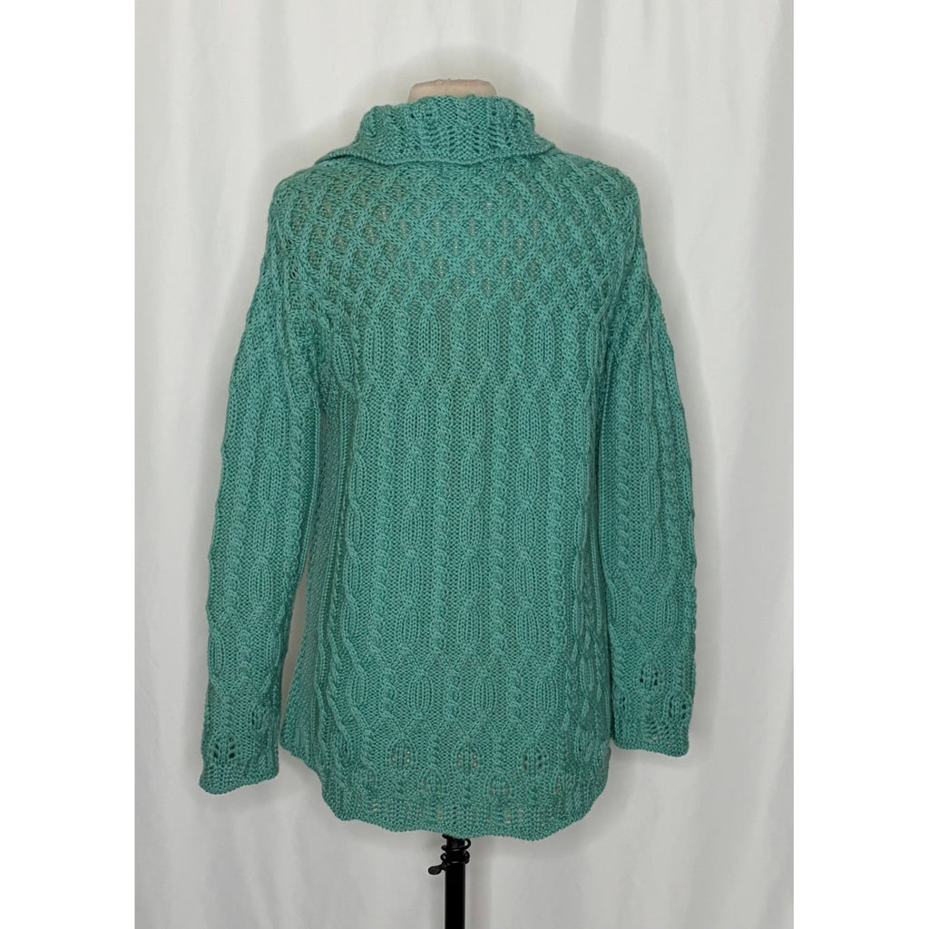 ARANCRAFTS Aran Crafts Merino Wool Green Cardigan Sweater Ireland Medium