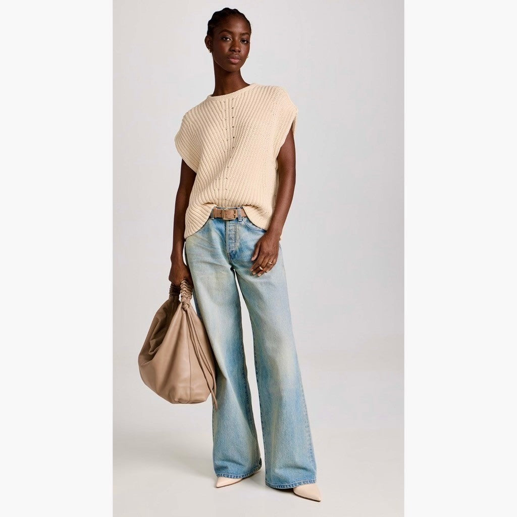 RAG & BONE Shane Sweater Vest Ivory Light Dove Sleeveless Cream Knit Small