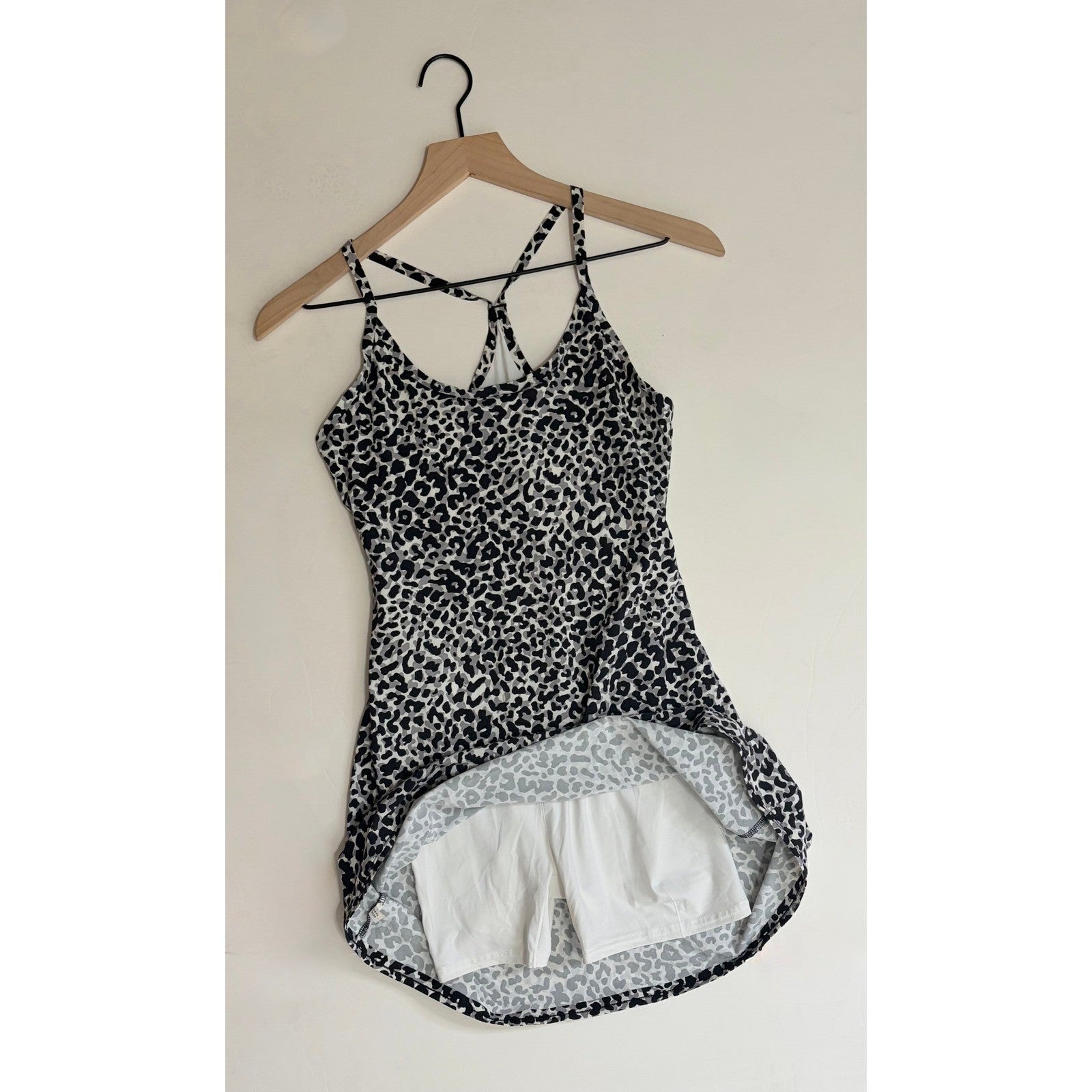 OUTDOOR VOICES The Exercise Dress Snow Leopard Animal Print Tank Shorts X-Small