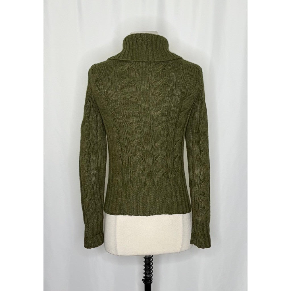 Vintage J. CREW Cable Knit Shawl Collar Cardigan Sweater Wool Cashmere X-Small