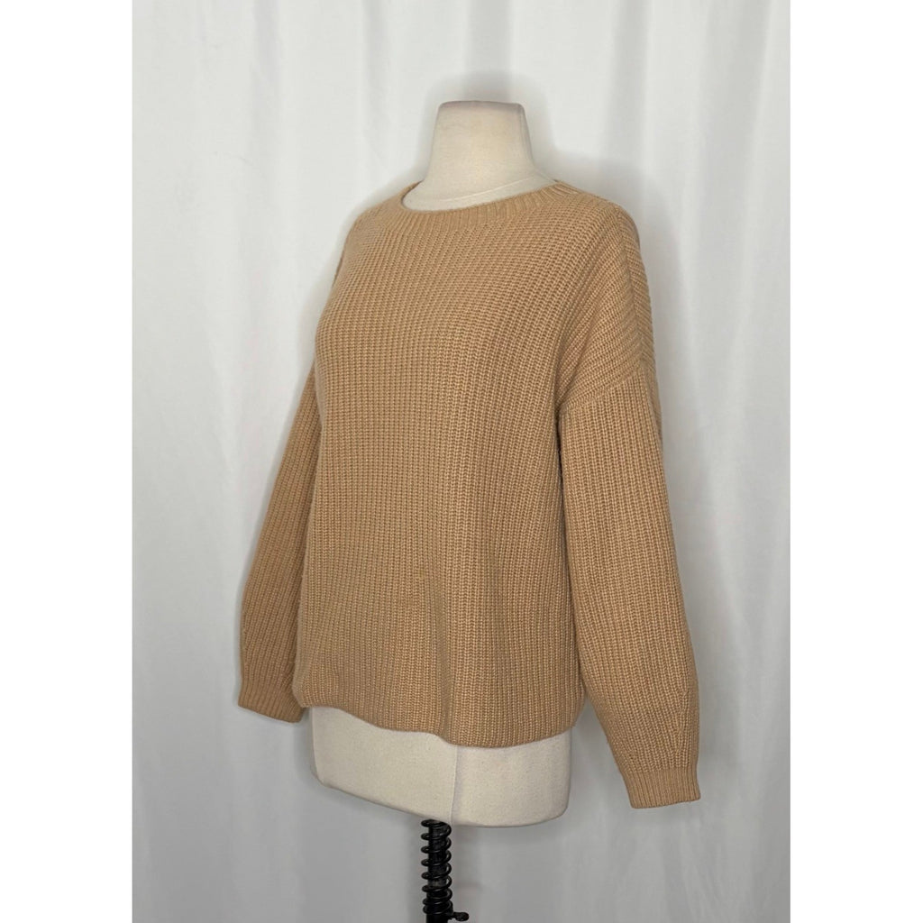 EILEEN FISHER Cashmere Round Neck Pullover Ribbed Shaker Knit Sweater Small