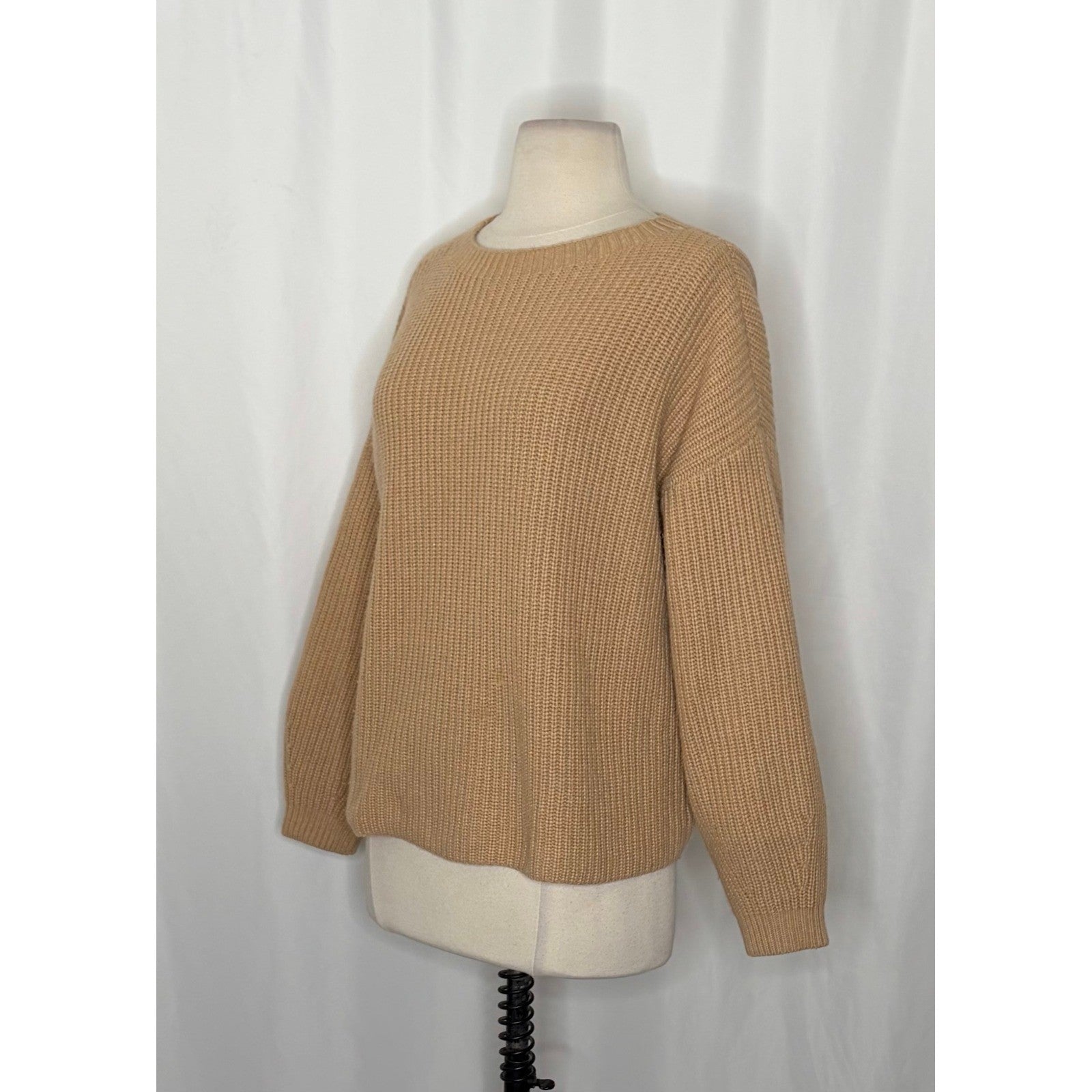 EILEEN FISHER Cashmere Round Neck Pullover Ribbed Shaker Knit Sweater Small
