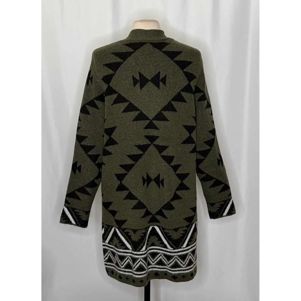 NWT!! FRYE Patterned Cozy Cardigan Sweater Burnt Olive Combo Green X-Large
