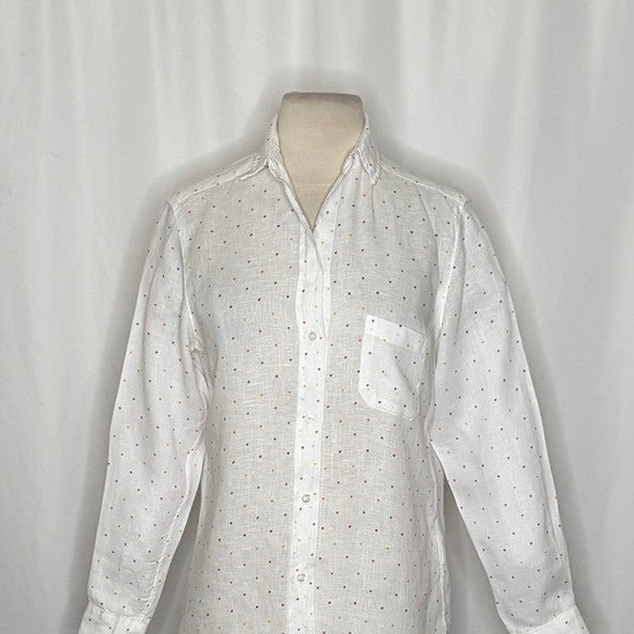 GRAYSON The Hero Linen Heart Print Buttondown Shirt Top Hearts Size 01 X-Small