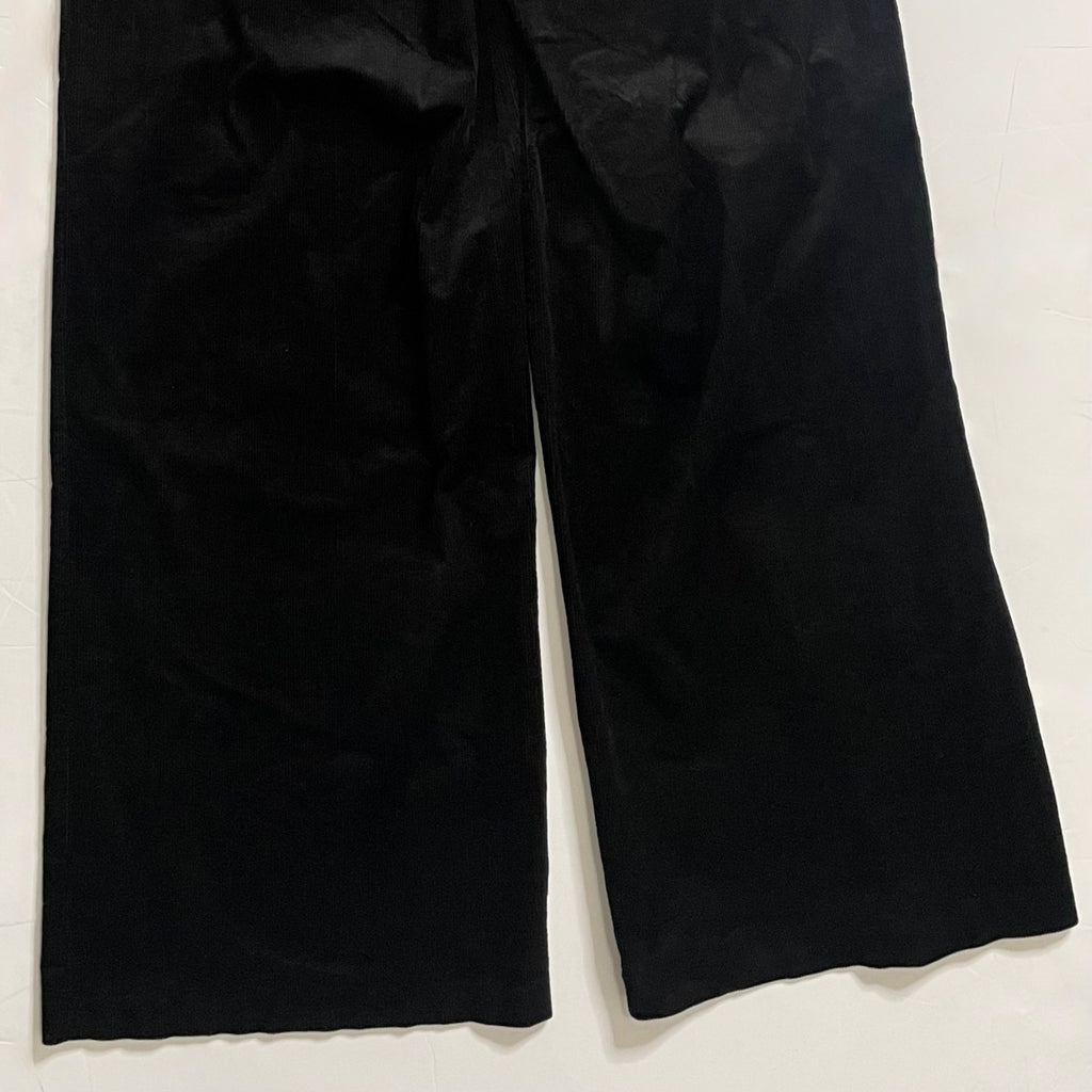 PAIGE Tinesha Corduroy Wide Leg High Rise Pants Solid Black Stretch Size 10