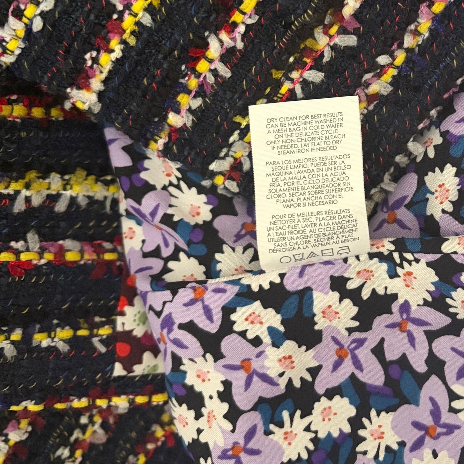 CABI Headline Topper Colorful Tweed Floral Belted Coat Preppy Style 5660 Size 2