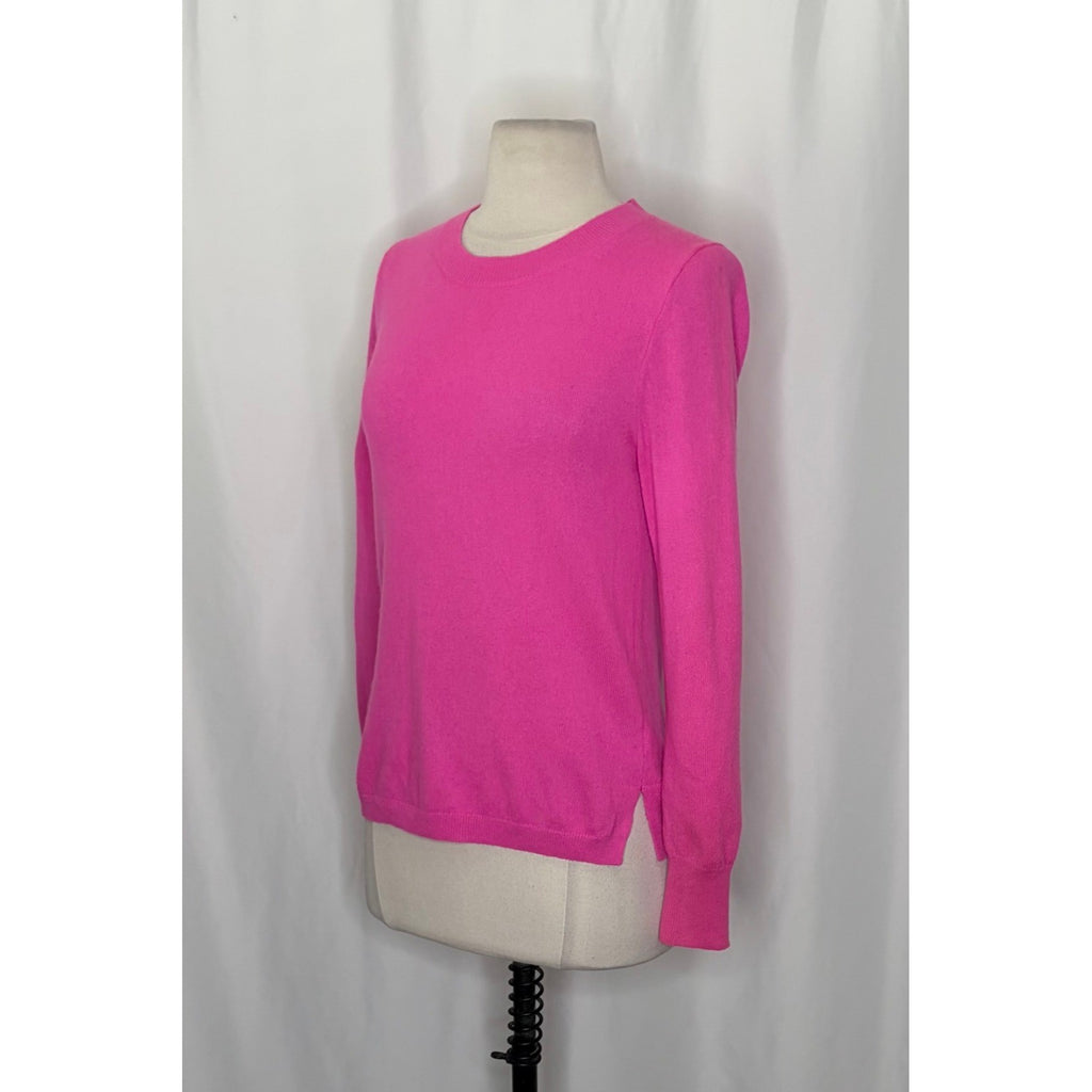 J. CREW Cashmere Slim Fit Crewneck Sweater Solid Neon Fuchsia Pink Knit Small