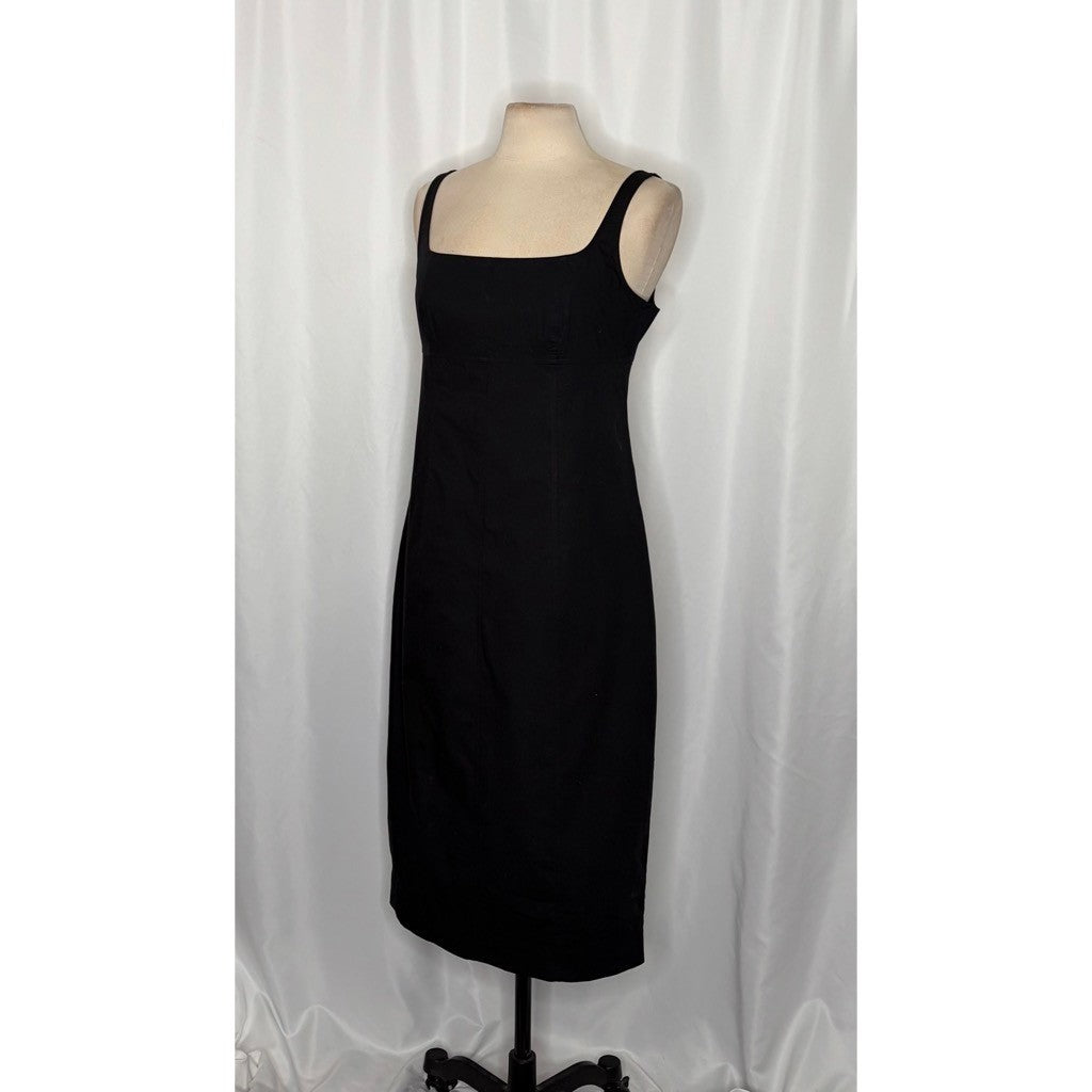 NWT!! J. CREW Squareneck Seamed Midi Little Black Dress Preppy Minimalist 10
