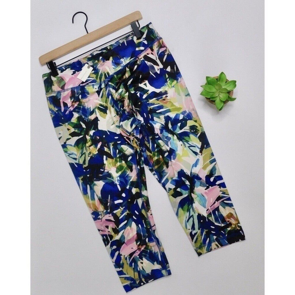 NWT! Anthropologie PURE + GOOD Crop Floral Legging Palm Tropical X-Large