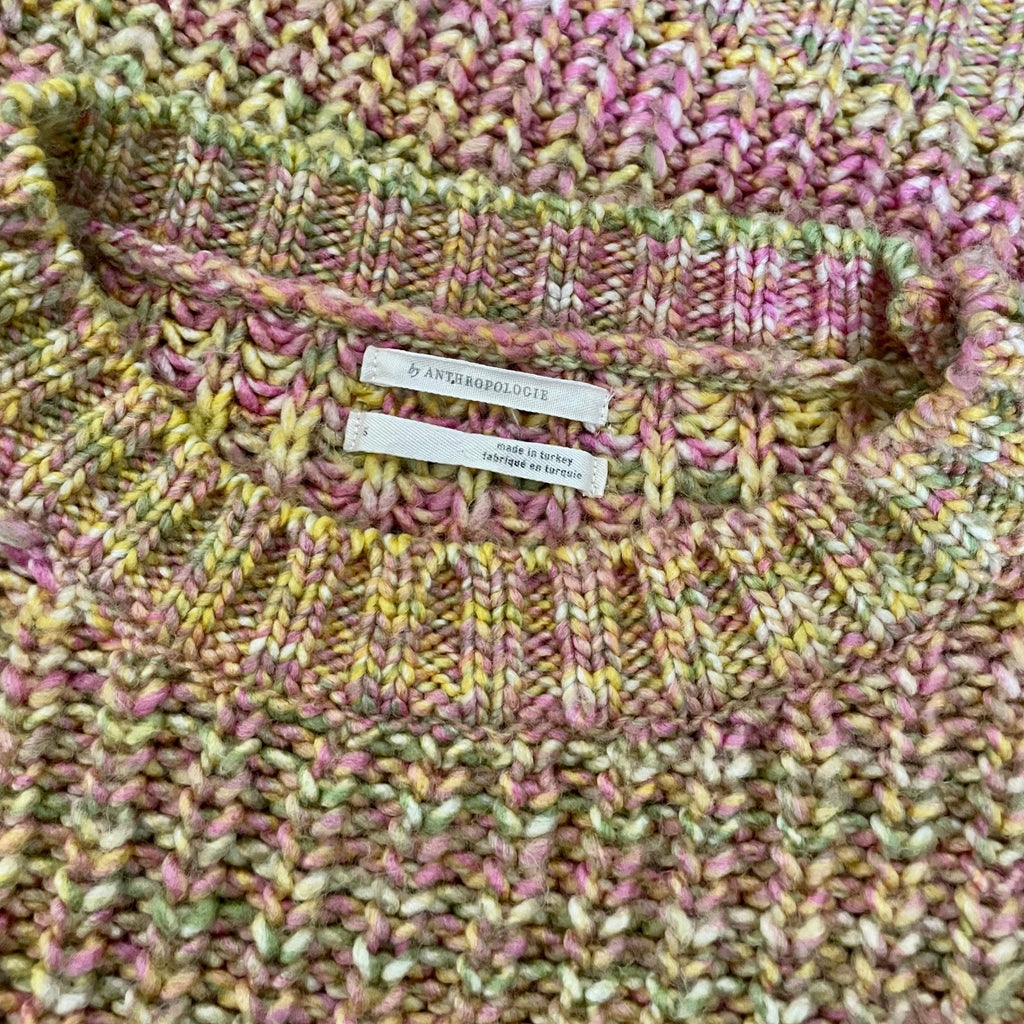 ANTHROPOLOGIE Ribbed Obi Melange Crewneck Sweater Pullover Knit Marled Small