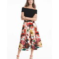 WHBM Floral Midi Skirt Pleated White House Black Market Poppy Poppies Size 6