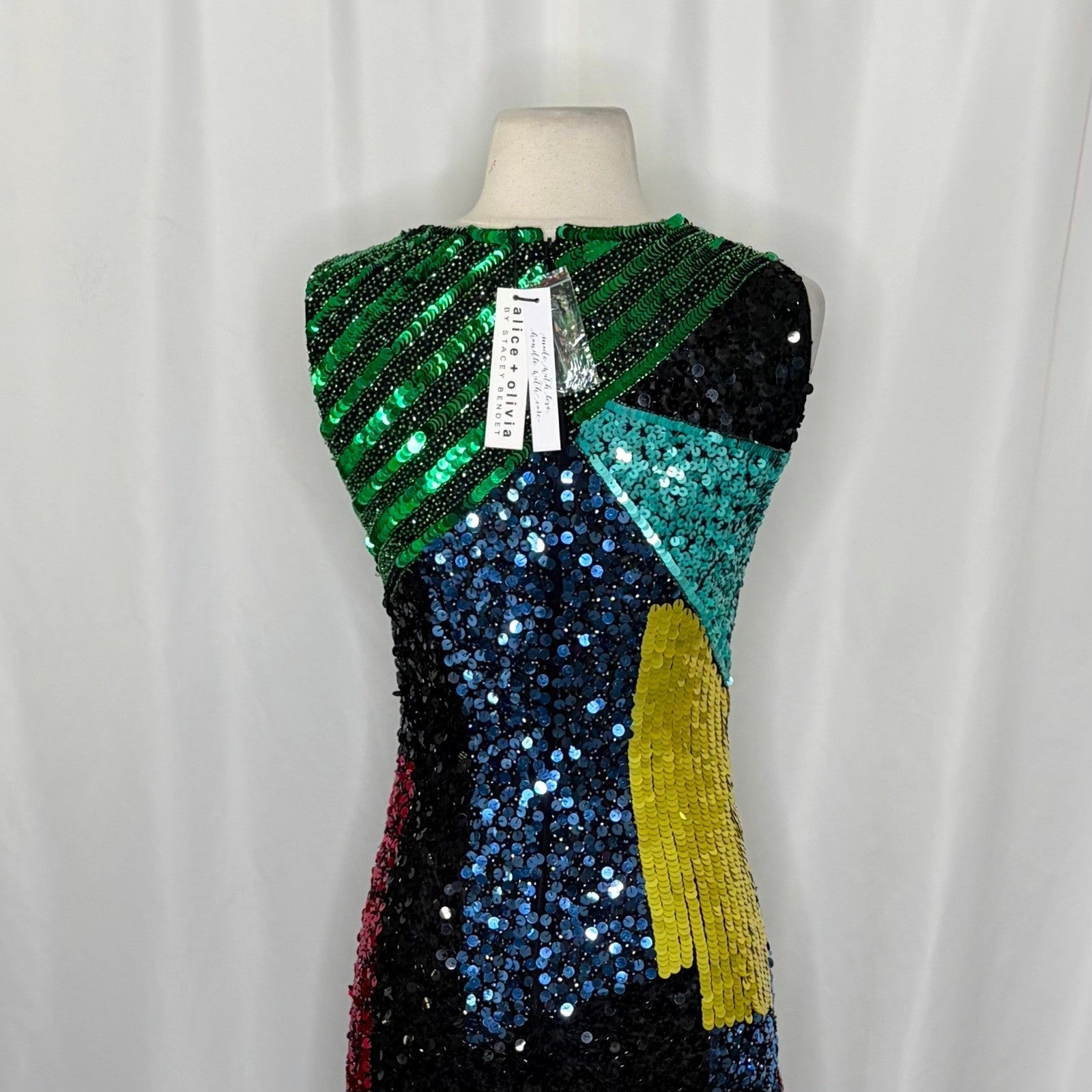 NWT!! ALICE + OLIVIA Nat Sequin Embellished Dress Sheath Beaded Colorful Size 2