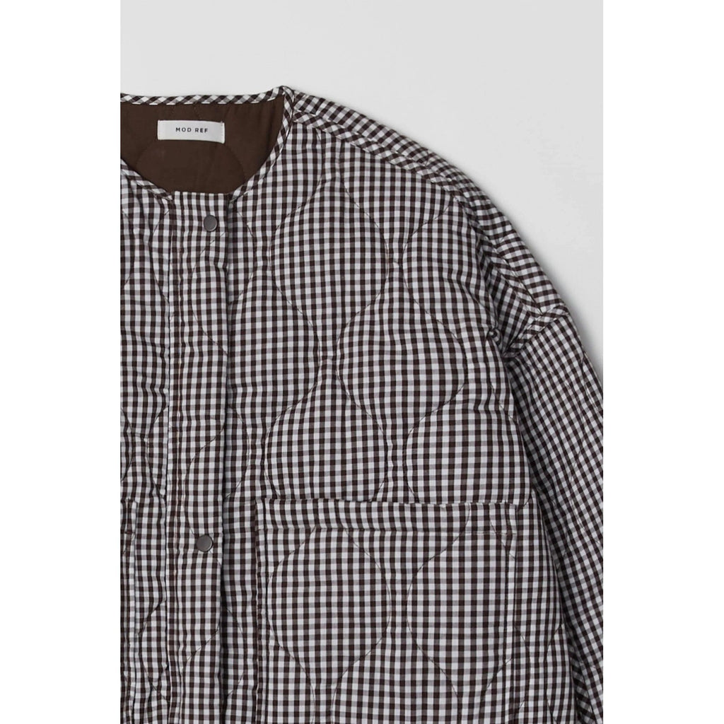 NWT!! MOD REF The Rochelle Jacket Brown White Gingham Check Quilted X-Small