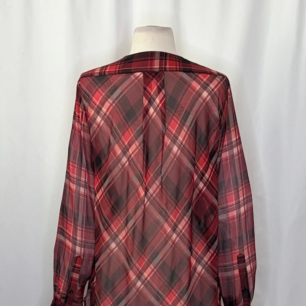 RAG & BONE Silk Victor Plaid Surplice Top Blouse Shirt Drapey High Low Medium