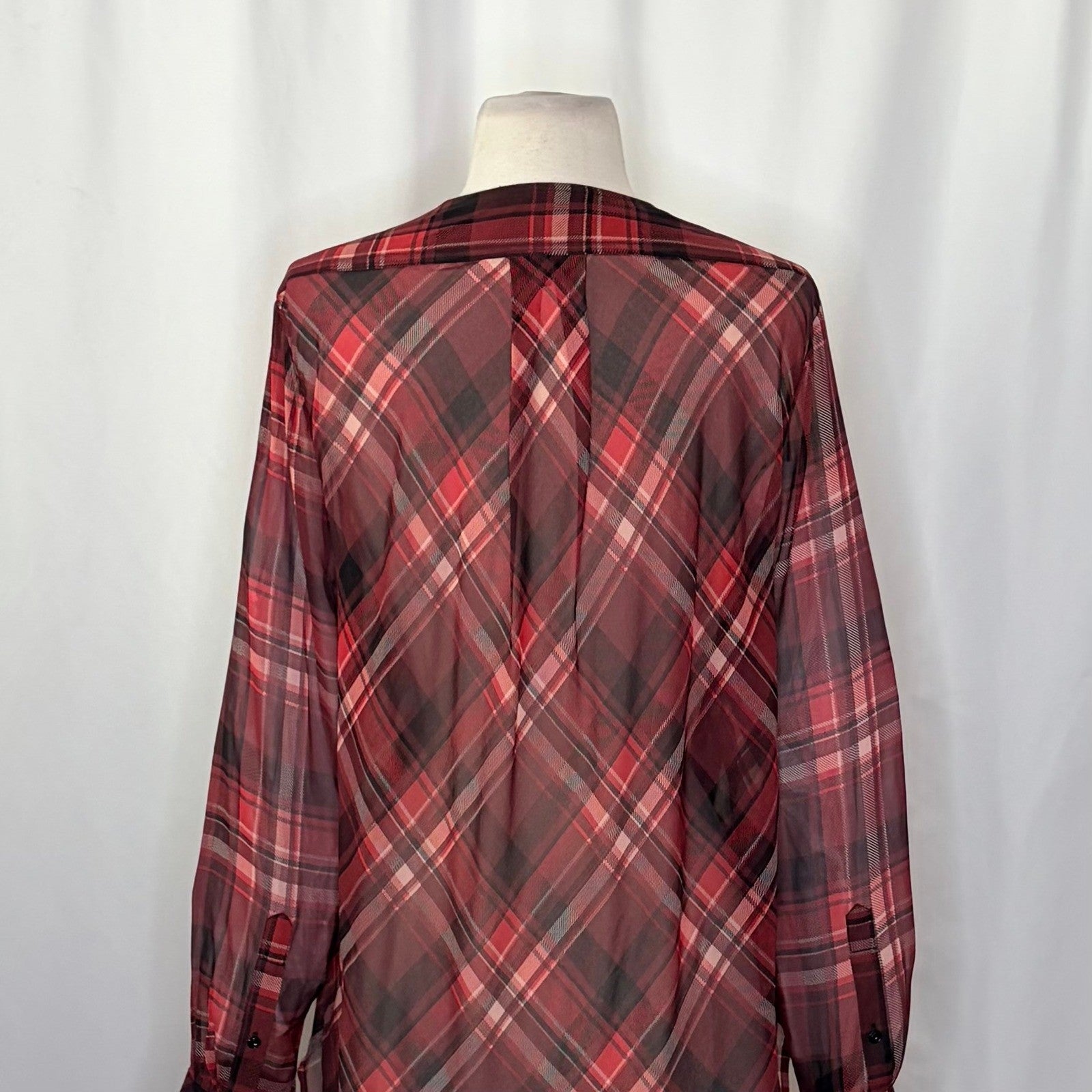 RAG & BONE Silk Victor Plaid Surplice Top Blouse Shirt Drapey High Low Medium