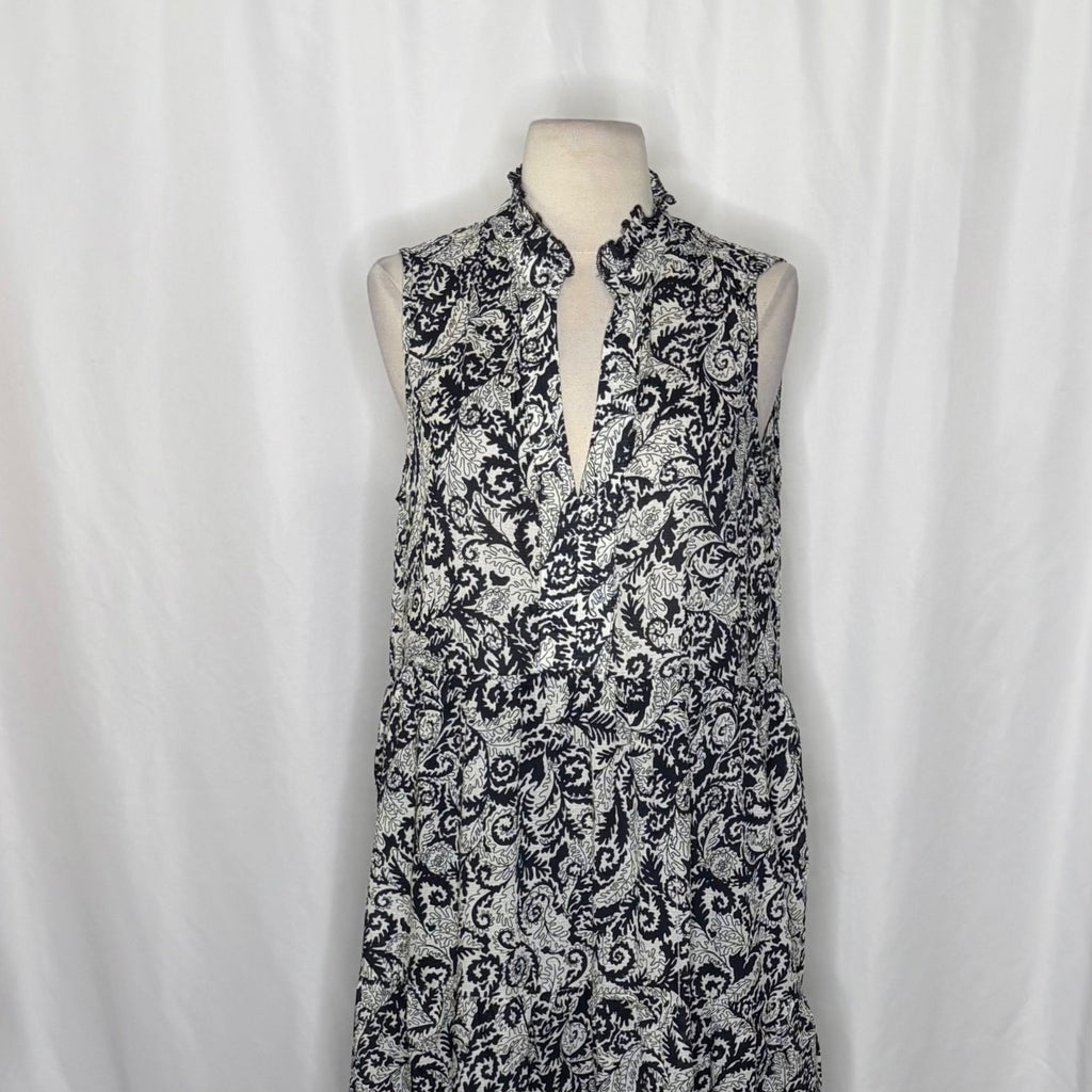NEW!! Anthropologie MAEVE Marya Tiered Maxi Dress Black Botanical Print Small