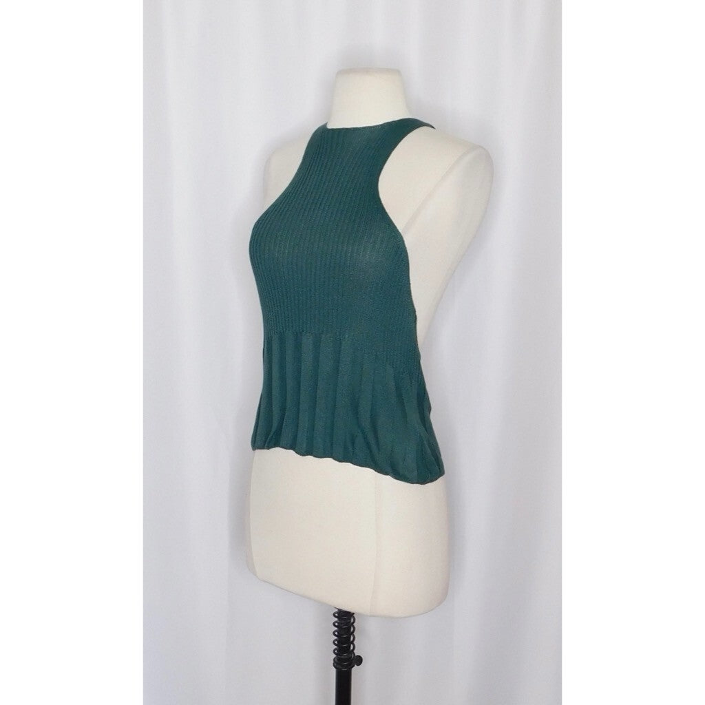 FREE PEOPLE Intimately Switch It Up Tank Cami Green Balsam Ribbed Knit Large