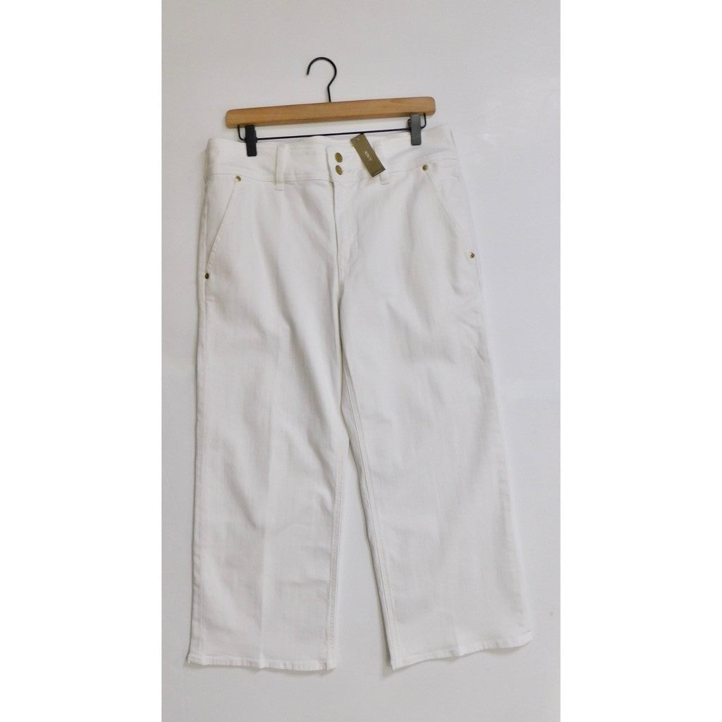 NWT!! J. CREW Slim Wide Jeans Stacked Buttons Solid White Size 30 Petite 30P