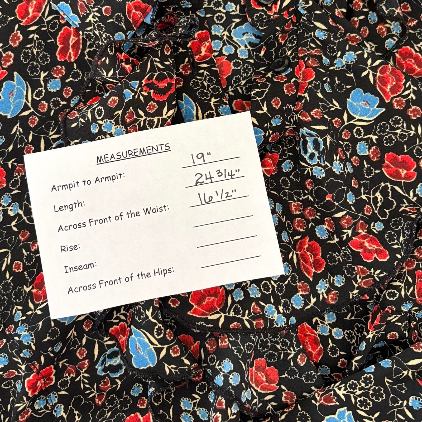 FREE PEOPLE Black Floral Ruffled Poet Top Blouse Buttondown Bohemian Medium