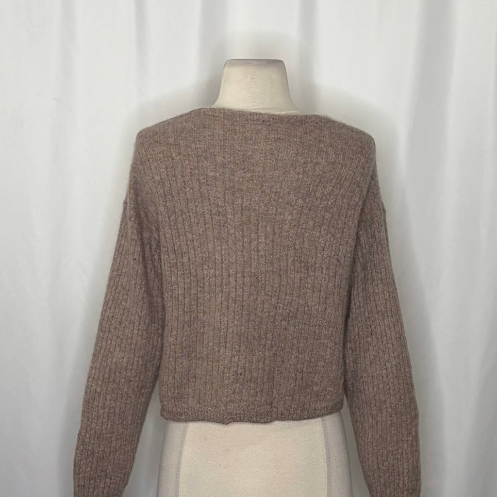 FREE PEOPLE Elias Cashmere Sweater Cropped Pullover Taupe Knitwear X-Small
