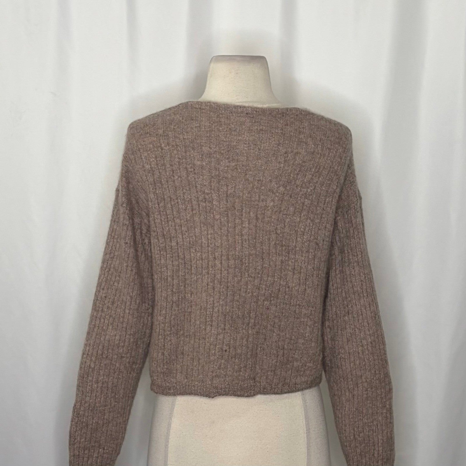 FREE PEOPLE Elias Cashmere Sweater Cropped Pullover Taupe Knitwear X-Small