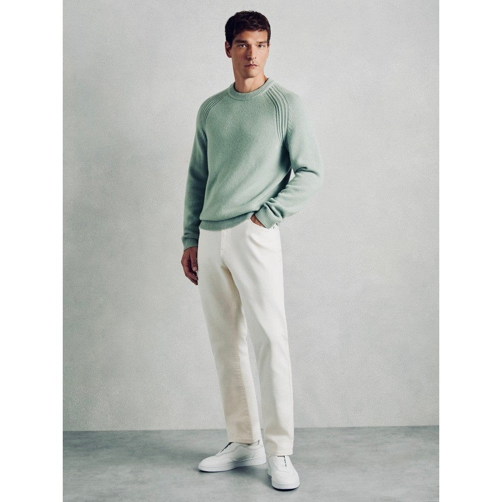 Men's REISS Sage Green Cloud Wool Raglan Sleeve Crew Neck Jumper Sweater Small