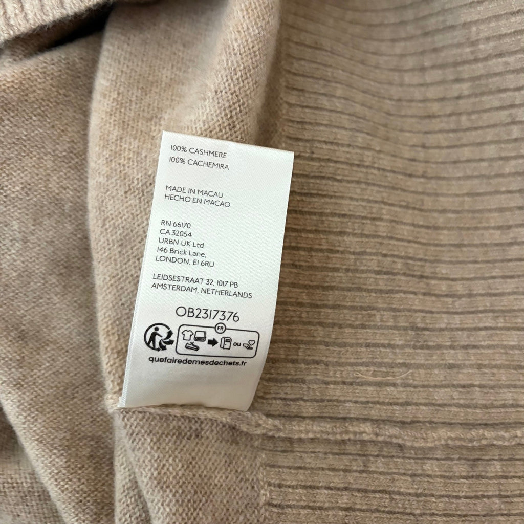 NWT!! FREE PEOPLE Eloura Cashmere Henley Sweater Solid Light Brown Tan X-Large