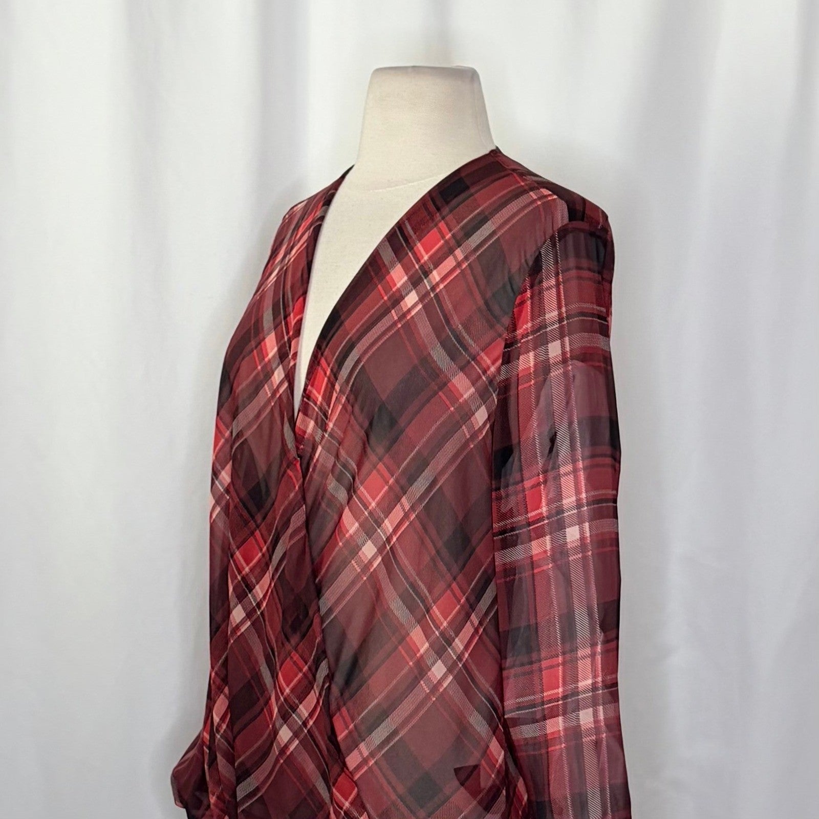 RAG & BONE Silk Victor Plaid Surplice Top Blouse Shirt Drapey High Low Medium