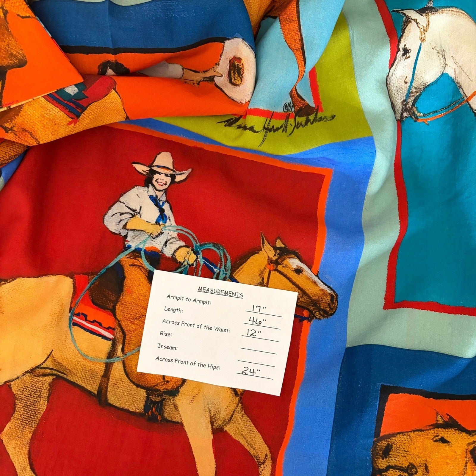 NWT!! DOUBLE D RANCH Women Of The Range Dress Western Horses Midi Bright X-Small