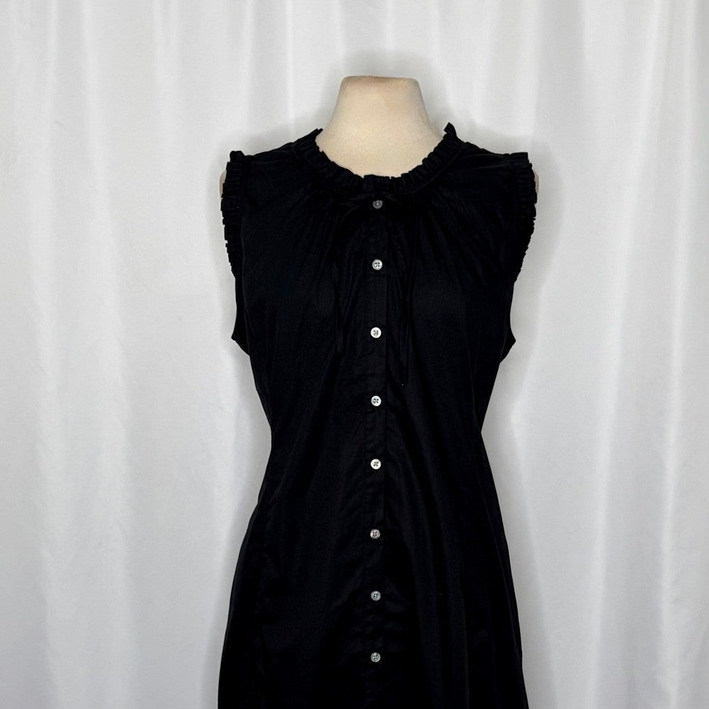 NWT!! J. CREW Factory Ruffle Tie Neck Mini Dress Solid Black Preppy Shift 18