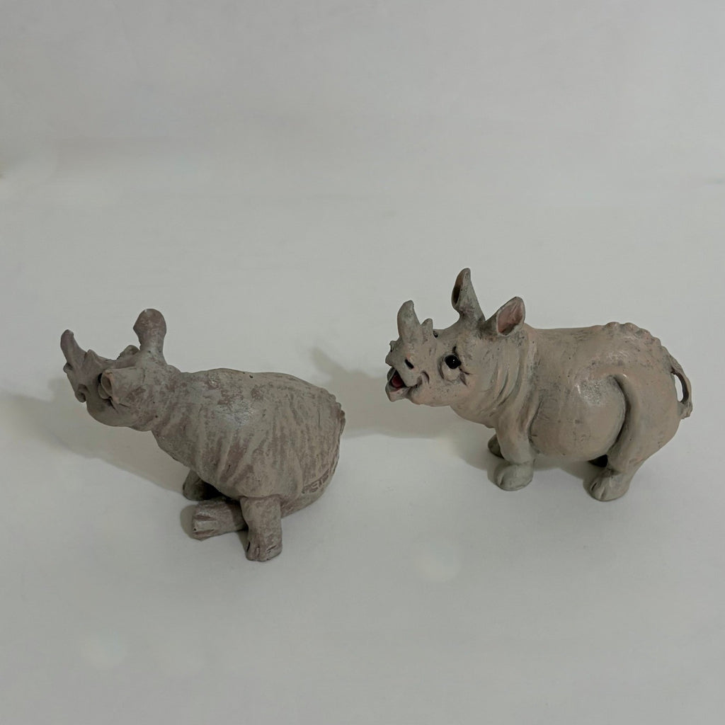 Vintage Pete Apsit NOAH'S ARK Set Two 2 Rhinos Rhinoceros Ripley Rhonda Animals