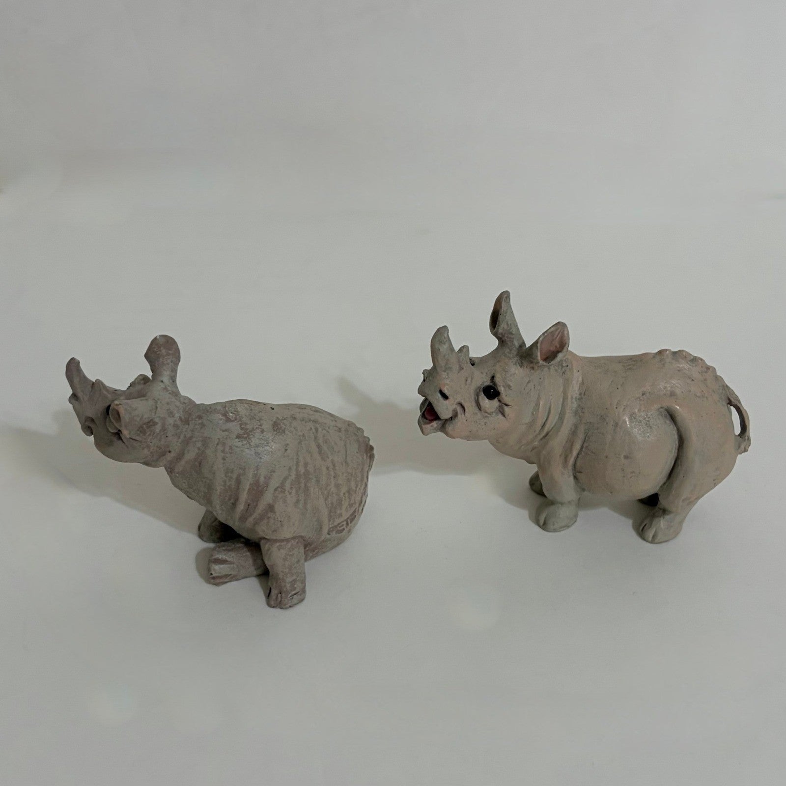 Vintage Pete Apsit NOAH'S ARK Set Two 2 Rhinos Rhinoceros Ripley Rhonda Animals