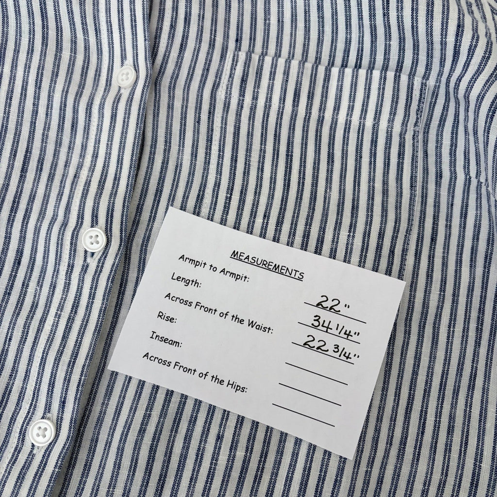 NWT!! COLDWATER CREEK Cross Dyed Striped Linen Tunic Topper Blue White Medium