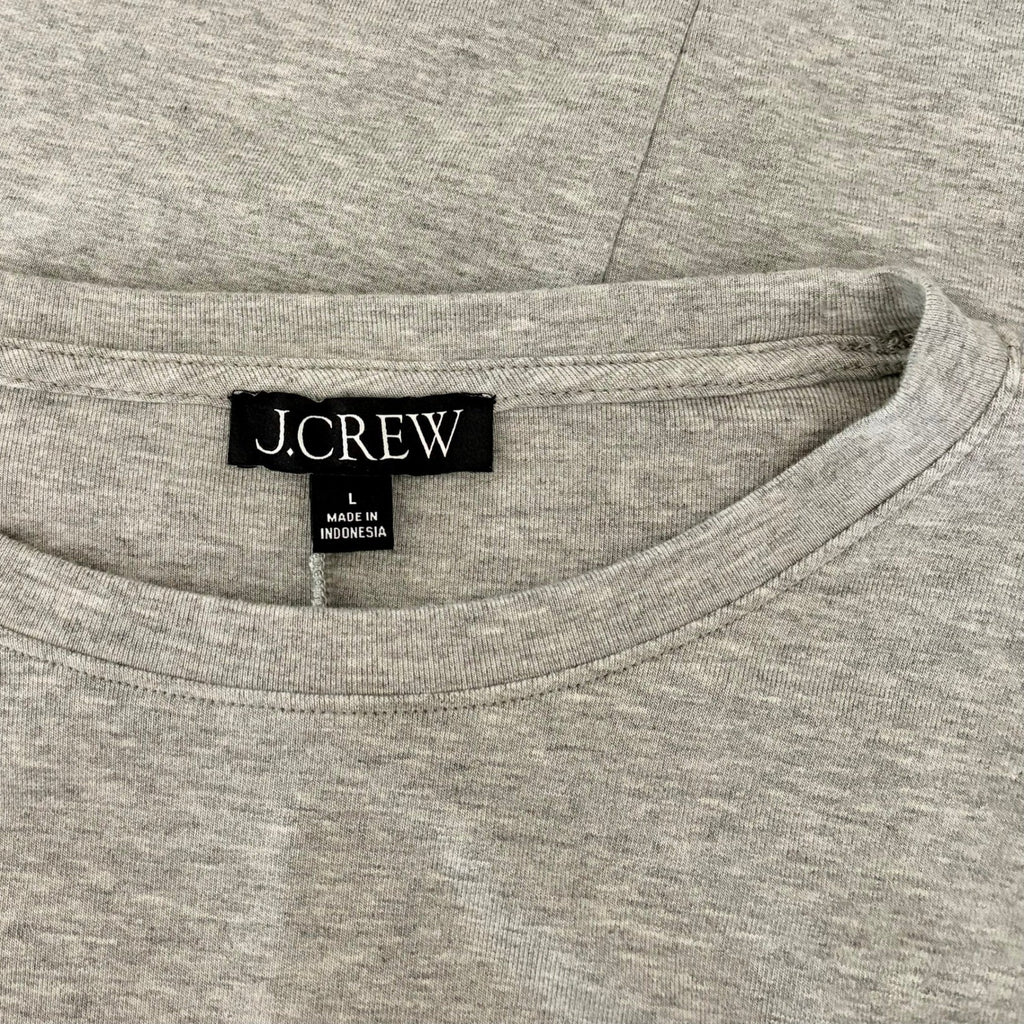 J. CREW Refined Rib Elbow-Sleeve T-Shirt Tee Top Shirt Heathered Silver Large