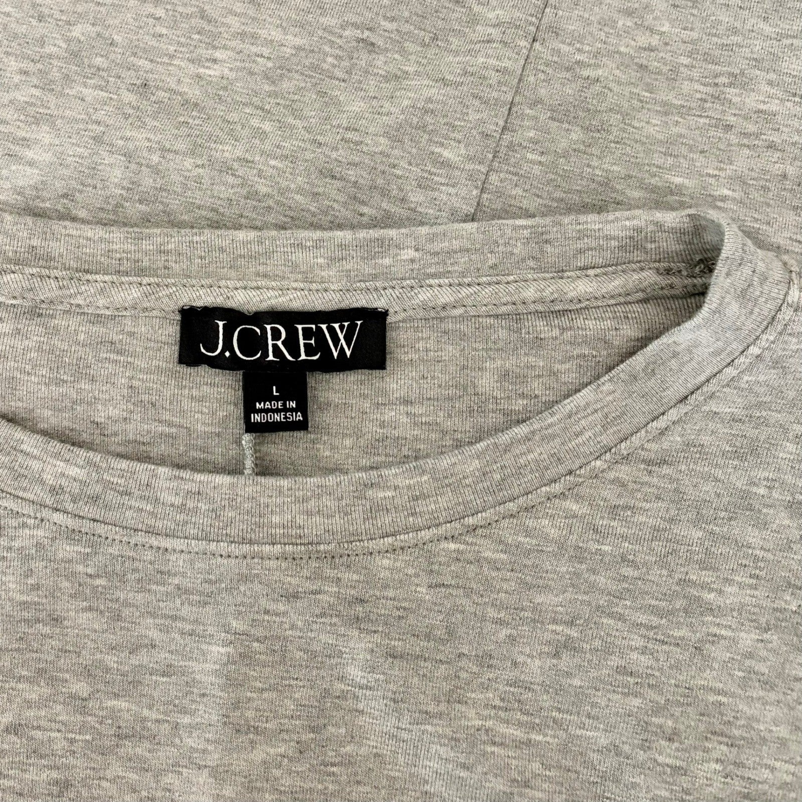 J. CREW Refined Rib Elbow-Sleeve T-Shirt Tee Top Shirt Heathered Silver Large