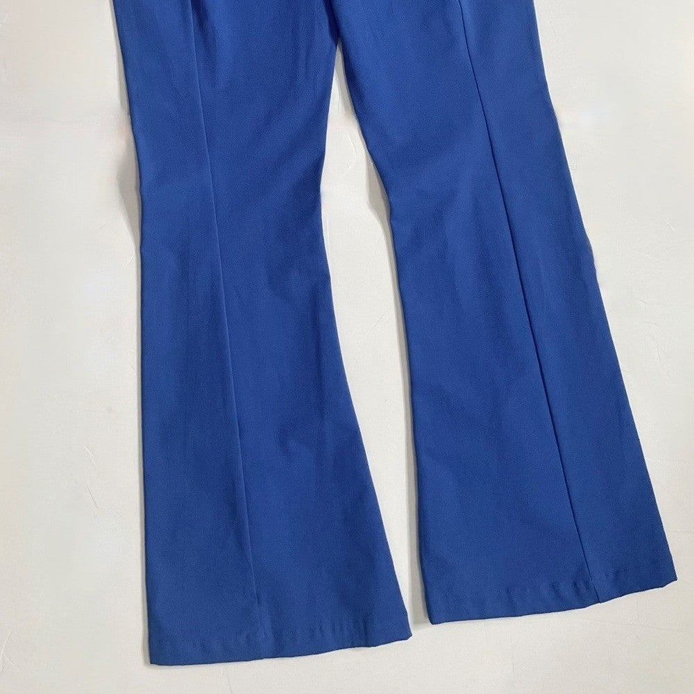 NWT! FREE PEOPLE Real Deal Split Flare Pants Blue High Rise Waist Stretch Medium