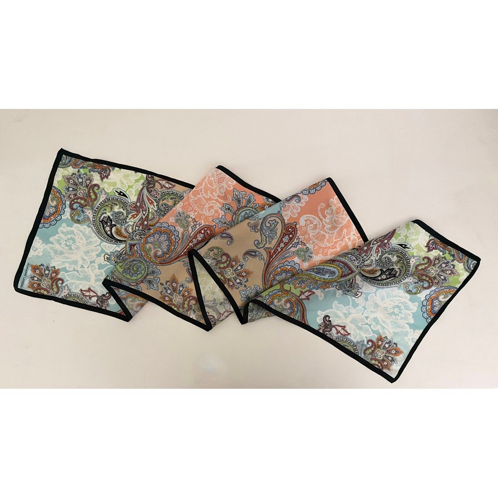 Vintage ADRIENNE LANDAU Silky Paisley Rectangular Scarf Colorful Accessory