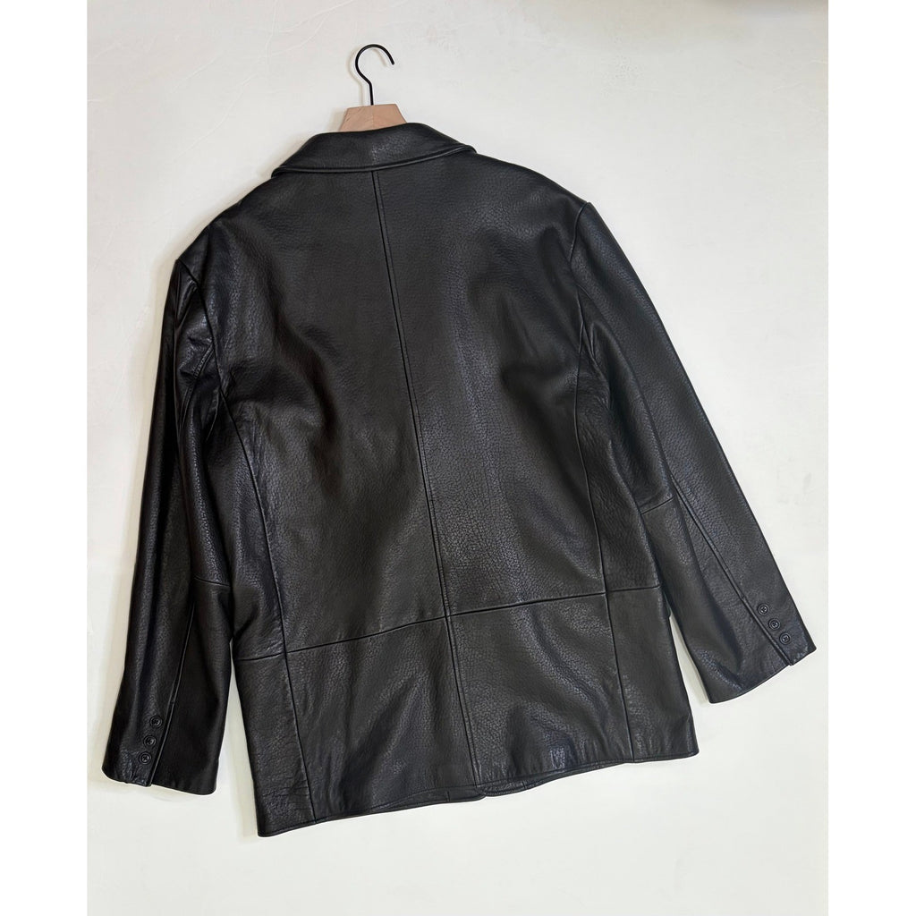 Vintage THE TERRITORY AHEAD Black Leather Jacket Blazer Solid X-Large Tall