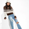 AMERICAN EAGLE Fairisle Snowdrift Turtleneck Sweater Cropped Fair Isle Small