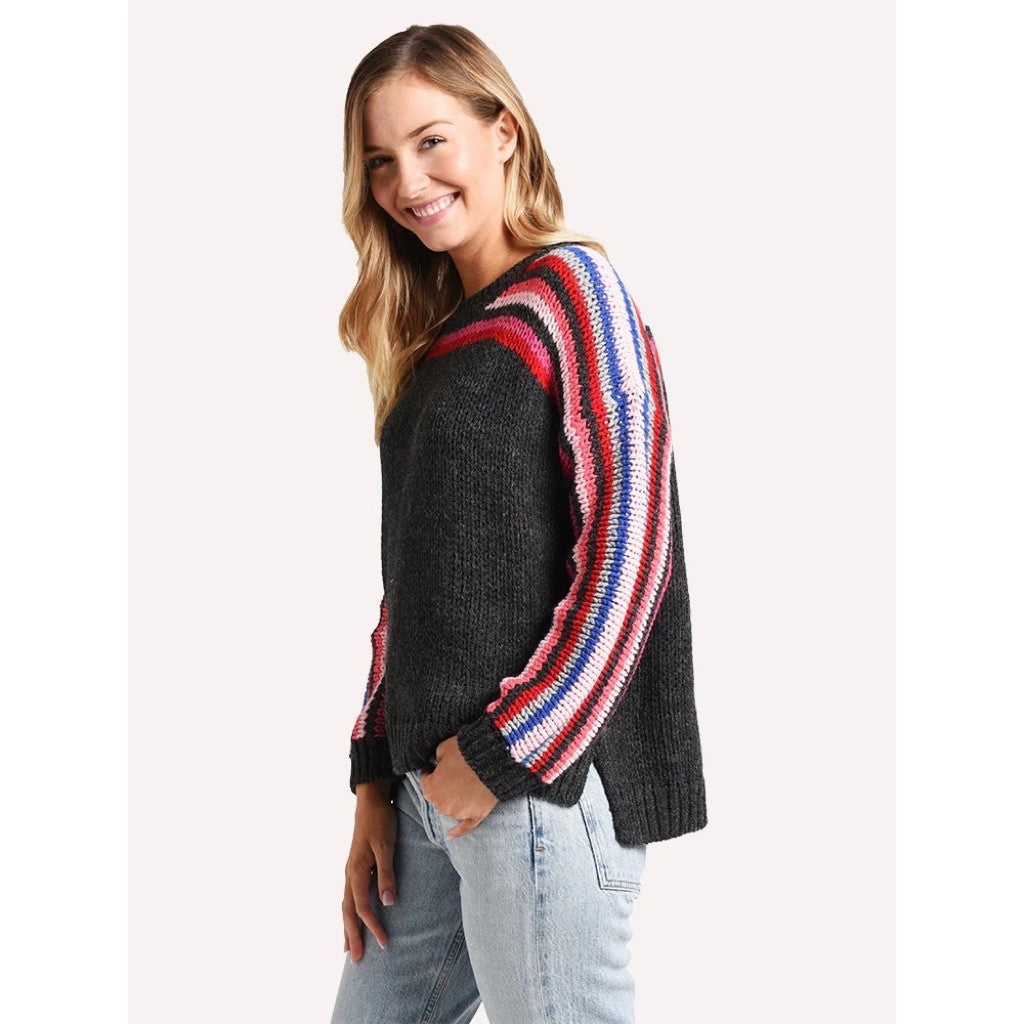 XIRENA Teton Aprés Ski Sweater Alpaca Gray Colorful Stripes Sporty Apres X-Small