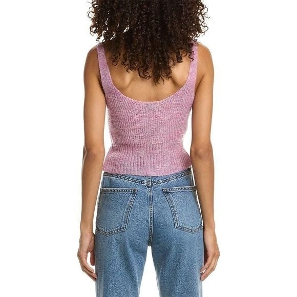 Revolve MONROW Two Piece Twinset Cardigan Tank Sweater Wool Mohair Purple XS