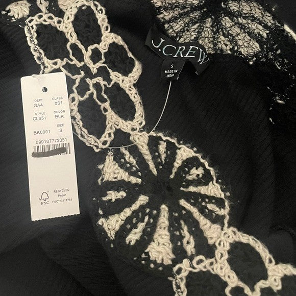 NWT! J. CREW Crochet Mixy Dress Black Crocheted Medallions Midi Pockets Small