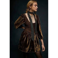 NWT!! FREE PEOPLE Farrier Velvet Mini Dress Smocked Solid Brown Bear Mini XS