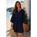 TOMMY BAHAMA St. Lucia Split Neck Dress Navy Blue Mare Embroidered X-Large