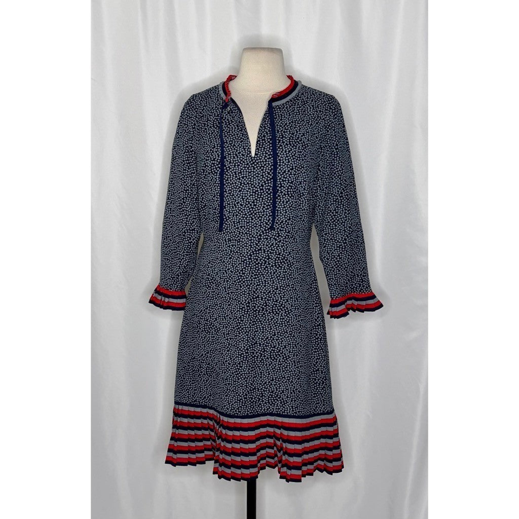 NWT!! BODEN Lara Polka Dot Striped Pleated Trim Dress Cluster Spot 6L 6 Tall