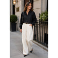 ZARA Black Cropped Pocket Shirt Gathered Long Sleeves Buttondown Solid Small