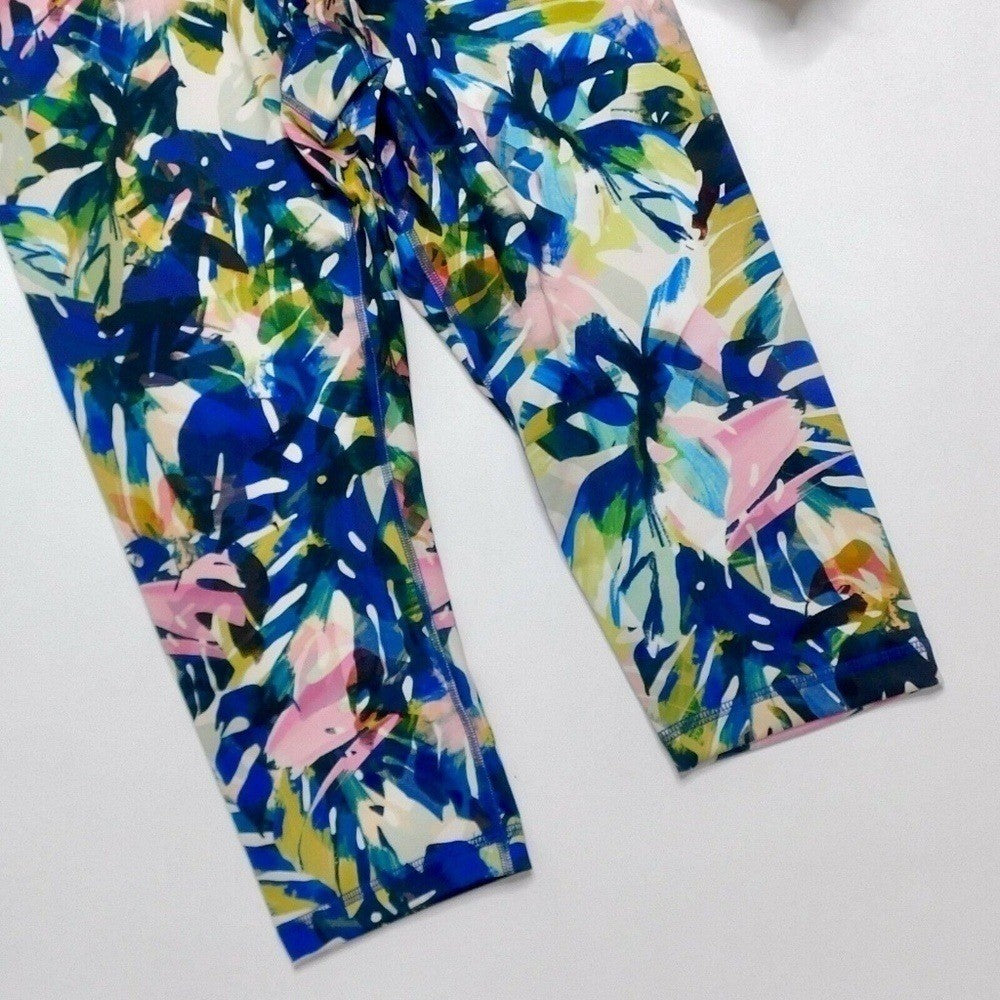 NWT! Anthropologie PURE + GOOD Crop Floral Legging Palm Tropical X-Large