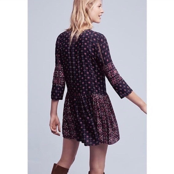 Anthropologie VANESSA VIRGINIA Kaleidoscope Beaded Shirtdress Dress Medium
