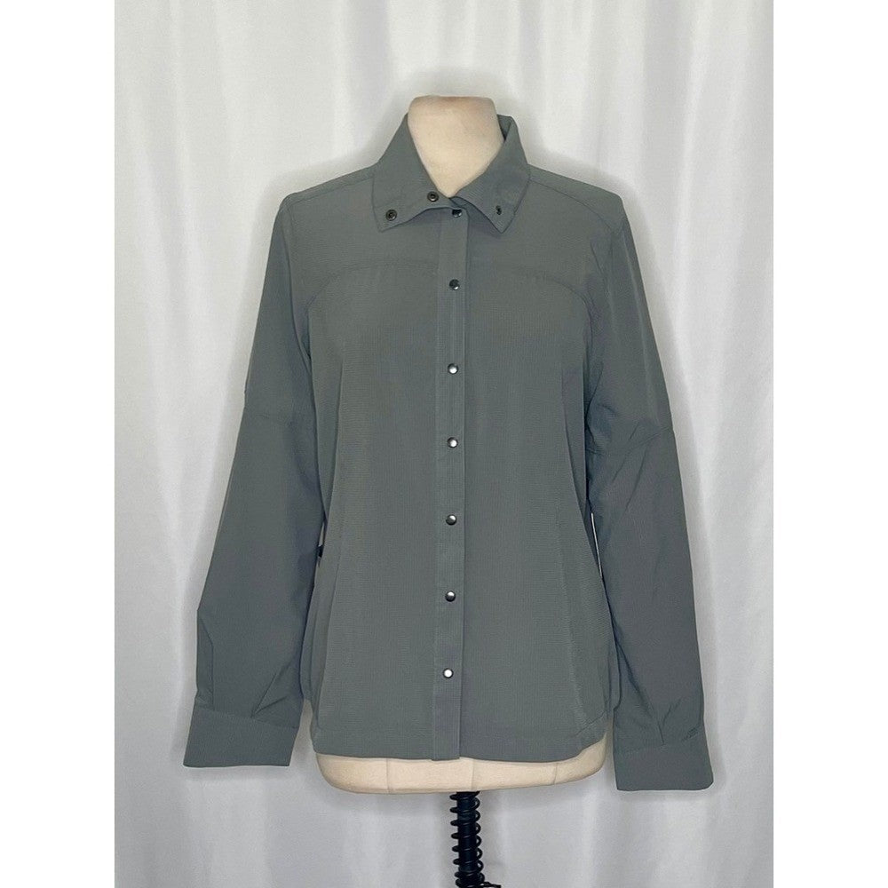 NWT!! Women's KERRITS Convertible Sun Shirt Cypress Green Snaps Equestrian Large