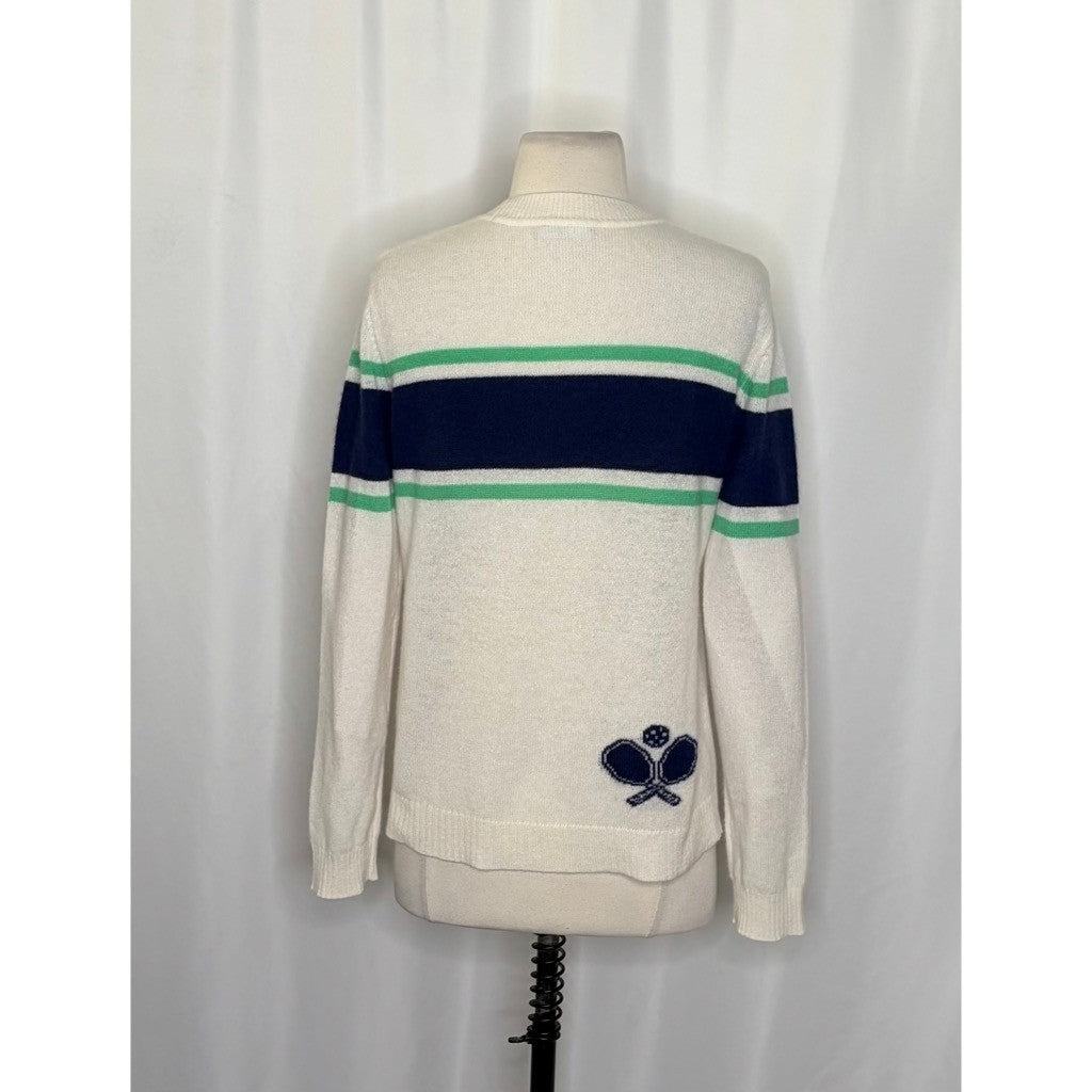 ALASHAN Cashmere Pickleball Sweater Pullover Sporty Text Script Preppy Medium